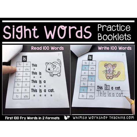 Literacy Reading Writing Sight Words Practice Worksheets Workbooks Kids