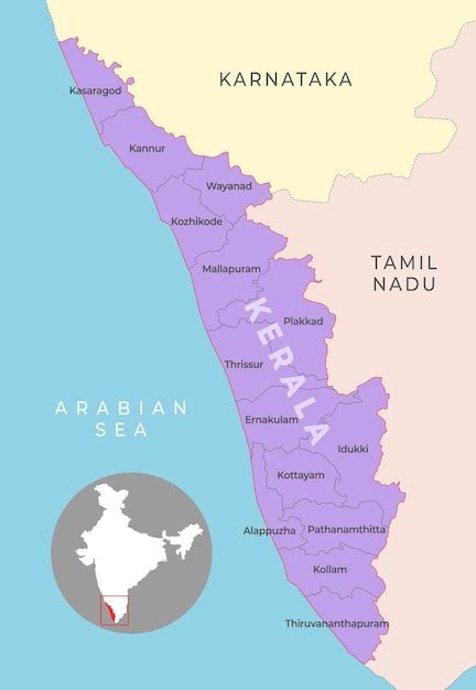 Premium Vector Kerala District Map With Neighbour State