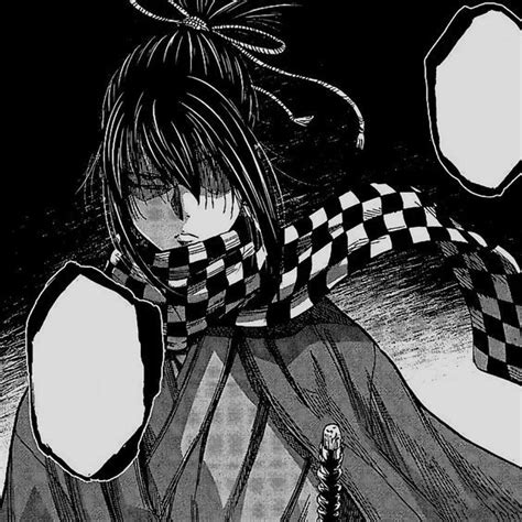 An Anime Character With Long Hair And Checkered Scarf