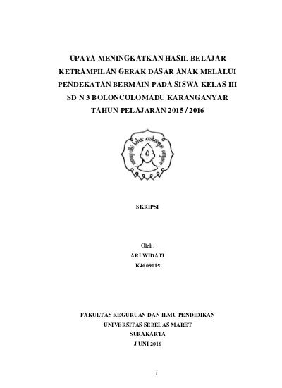 Upaya Meningkatkan Hasil Belajar Ketrampilan Gerak Dasar Anak Melalui