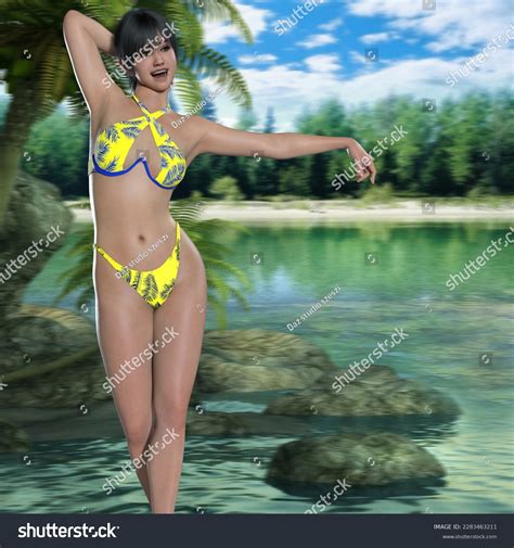 Sexy Yellow Bikini Girl 3d Illustration Stock Illustration 2283463211 Shutterstock