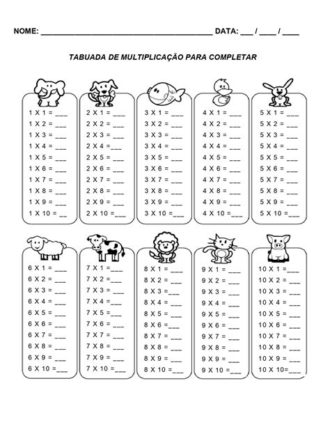 Tabuada para imprimir PDF: 4 operações [GRÁTIS]