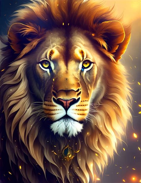 Premium AI Image | A lion with a golden mane and golden eyes.