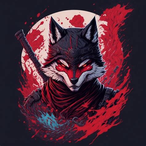 Premium AI Image A Wolf With Red Eyes And A Red Blood Moon On His Head