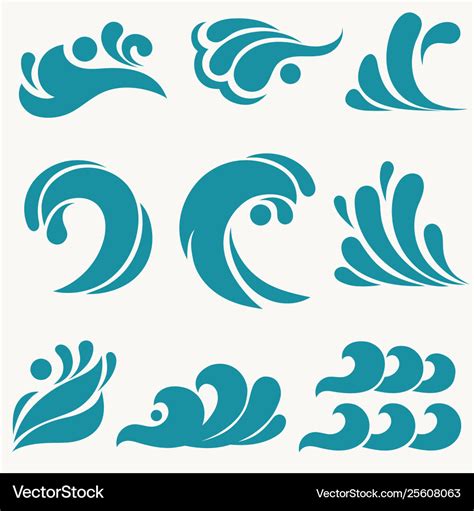 Water Design Elements Sea Wave Icon Ocean Symbol Vector Image