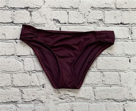 Nwot Kona Sol Womens Small Hipster Tab Side Bikini Bottom Burgundy Ebay