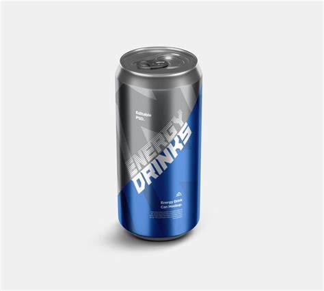 Premium PSD Energy Drink Soda Can Mockup Psd