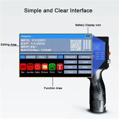 Posprint Handheld Intelligent Inkjet Printer Batch Coding Machine Touch