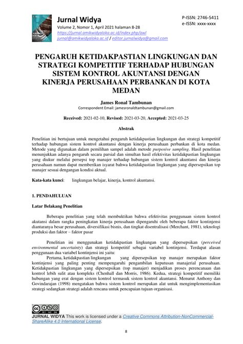 PDF Pengaruh Ketidakpastian Lingkungan Dan Strategi Kompetitif