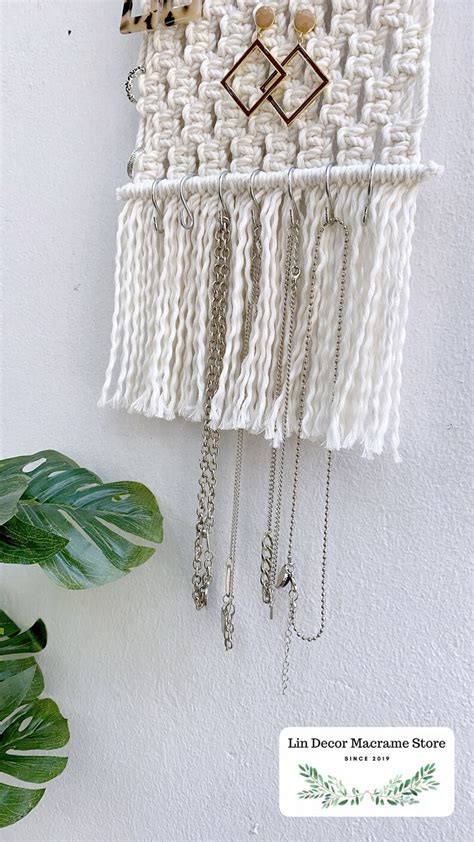 Macrame Earring Holder Handmade Jewelry Storage Earring Etsy