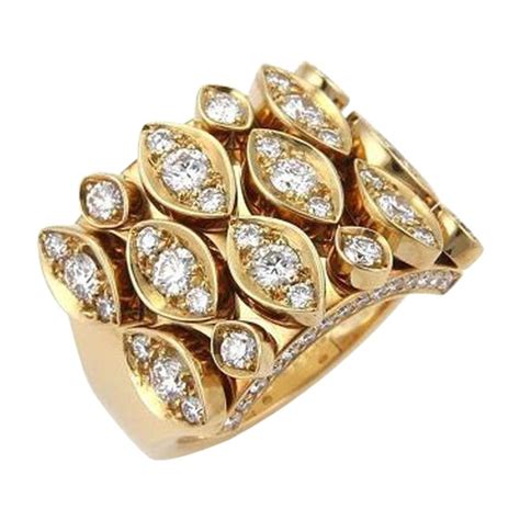 Cartier Diadea Diamond 18k Yellow Gold Wide Shaking Band Ring For Sale At 1stdibs