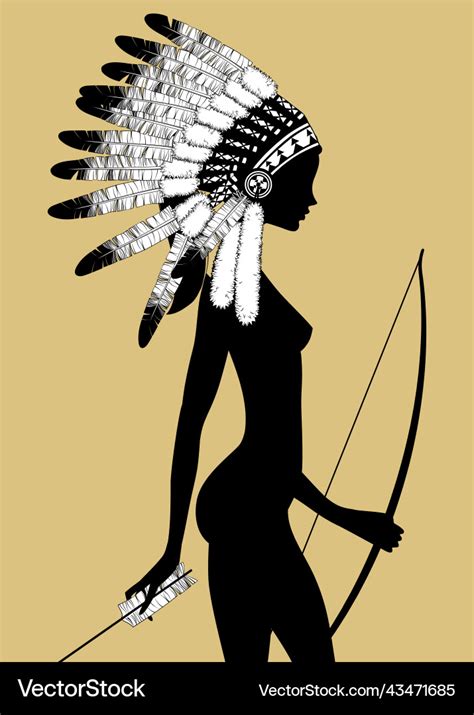 Black Silhouette Of A Naked Girl In Native Vector Image