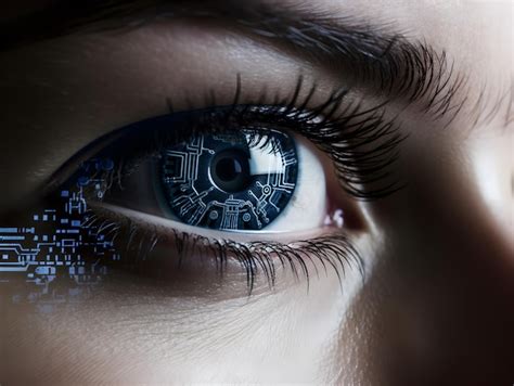 Premium Ai Image Closeup View Of Woman Eye With Digital Coding Iris