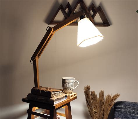 Buy Pascal Wooden Floor Lamp With Brown Base And Jute Fabric Lampshade