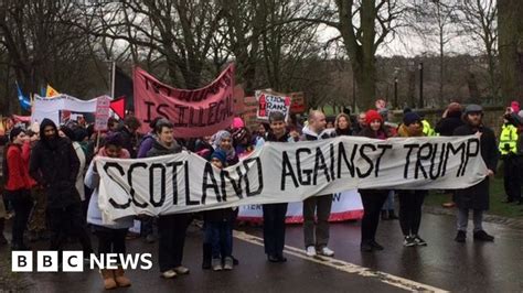 Fresh Scottish Protest Held Against Donald Trump Bbc News