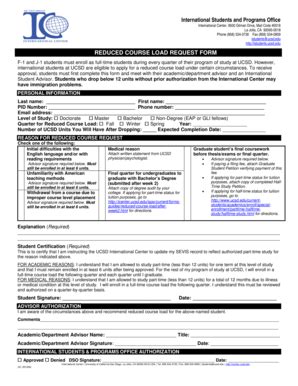 Fillable Online Icenter Ucsd Application For Reduced Course Load