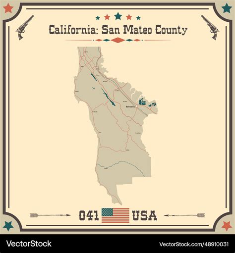 Large And Accurate Map Of San Mateo County Vector Image