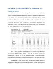 The Impact Of Cultural Diversity On Productivity A Docx Docx The