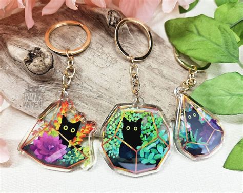 Waffle Cat And Clown Cat Acrylic Keychain Set Of 2 2in Double Sided