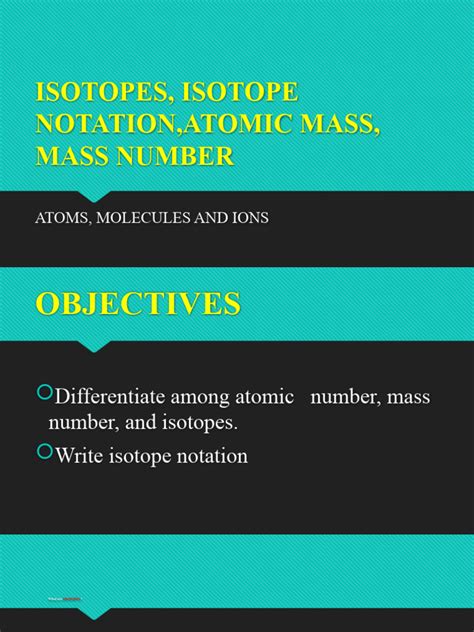 Isotopes Isotope Notationatomic Mass Mass Number | PDF