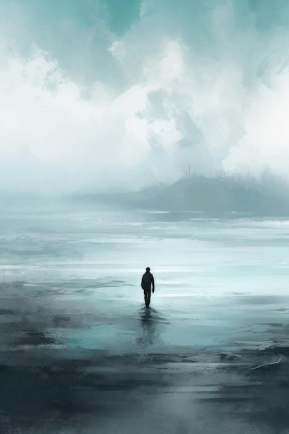 Premium Photo | A watercolor painting of a man walking out into the flood