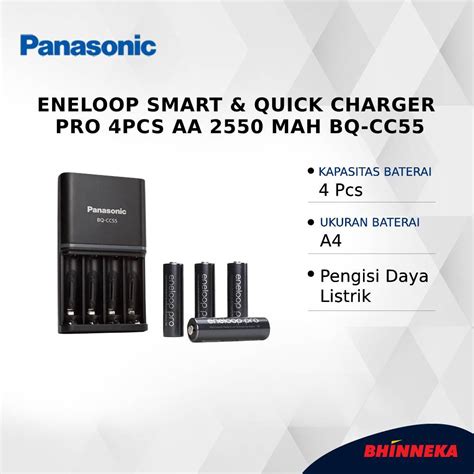 Panasonic Eneloop Smart And Quick Charger Pro 4pcs Aa 2550 Mah Bq Cc55