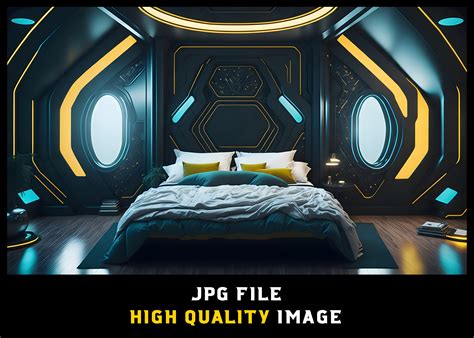 Futuristic Bedroom in Spaceship Graphic by WODEXZ · Creative Fabrica