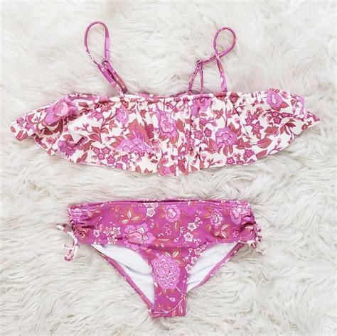 Billabong Swim New Billabong Take A Trip Floral Ruffle Girl Bikini Set Poshmark