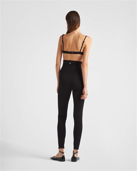 Black Stretch Jersey Bra Top Prada