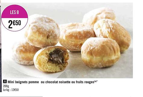 Promo Mini Beignets Pomme Ou Chocolat Noisette Ou Fruits Rouges Chez