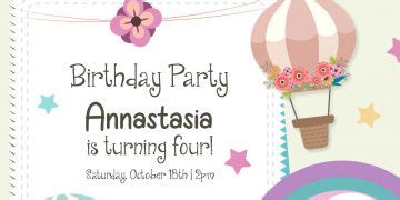 Adorable Hot Air Balloons Birthday Invitation Templates Dolanpedia