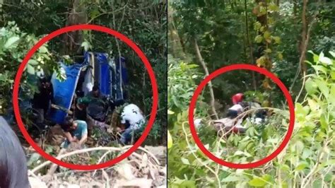 Mobil Pengangkut BBM Dan Minibus Adu Banteng Terjun Ke Jurang 80 Meter