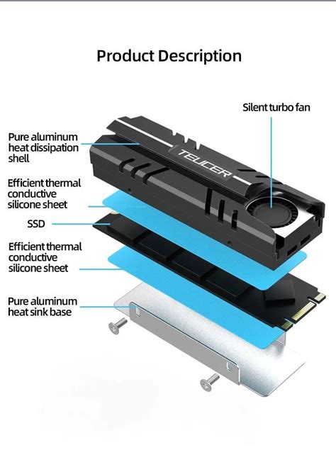 Teucer M2 Nvme Ssd Heat Sink 2280 Solid State Disk Air Circulation