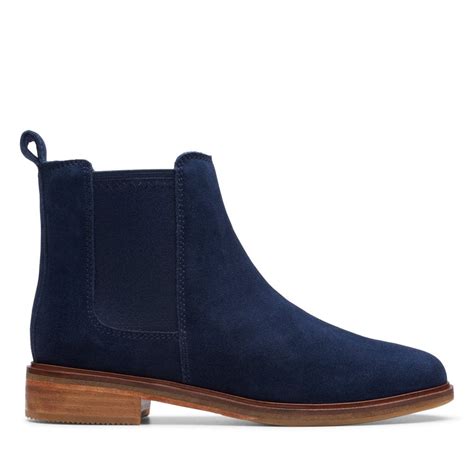 Clarks Womens Clarkdale Arlo Navy Suede Ankle Boots