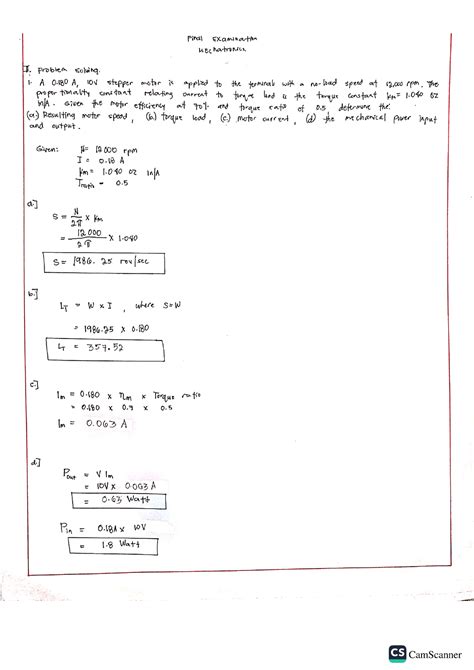 Mechatronics final examination part 2 - Mechanical Engineering ... 