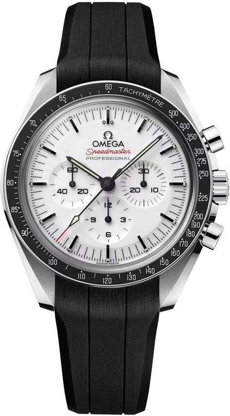 Omega Speedmaster Moonwatch Professional White Dial on Rubber Strap ...