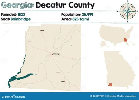 Map of Decatur County in Georgia Stock Vector - Illustration of georgia ...