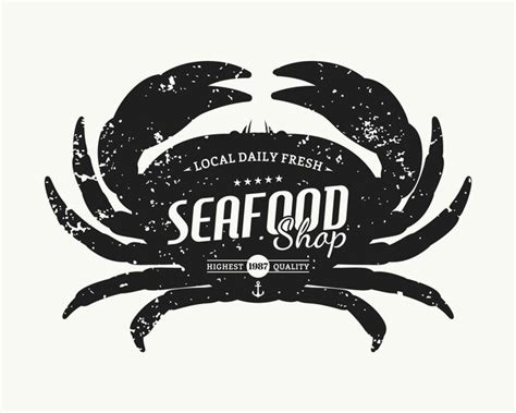 Premium Vector Retro Styled Crab Silhouette Seafood Shop Label Template