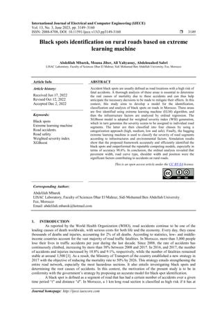 Black Spots Identification On Rural Roads Based On Extremelearning