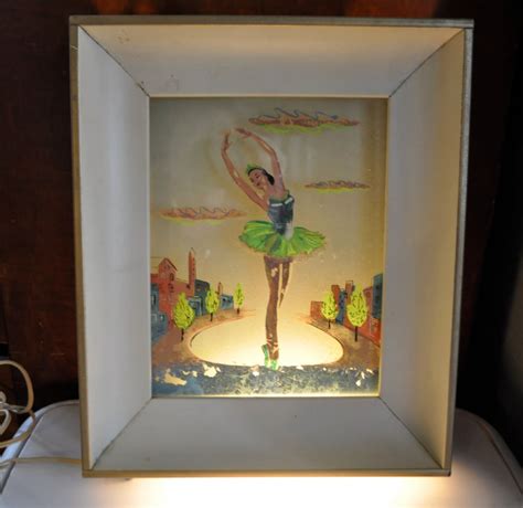 Ballerina Shadow Box Light Vintage S Reverse Glass Etsy