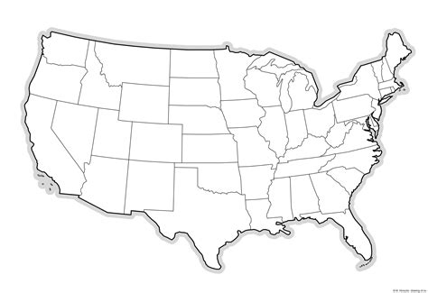 Continental USA map for printing – Line art illustrations