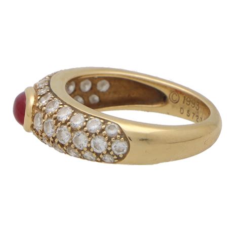 Vintage Cartier Mimi Ruby And Diamond Ring In 18k Yellow Gold For Sale