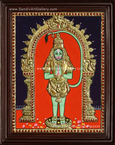 Hanuman Playing Tambura Tanjore Painting Buy Tanjore Paintings Online