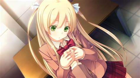 Blonde Hair Blush Bow Cinematograph Game Cg Green Eyes Innocent Bullet