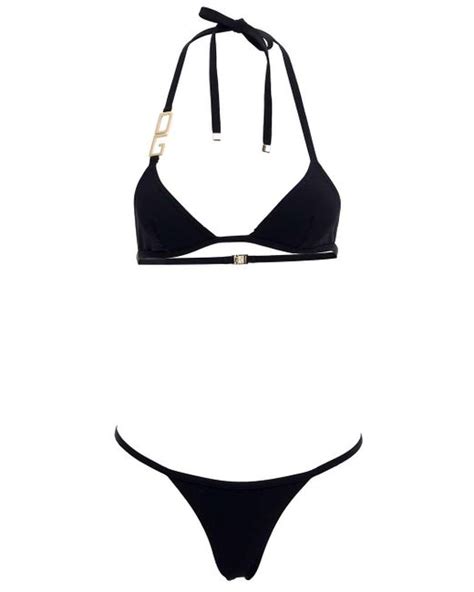 Dolce Gabbana Synthetic Bikini With Metal Dg Logo In Black Lyst