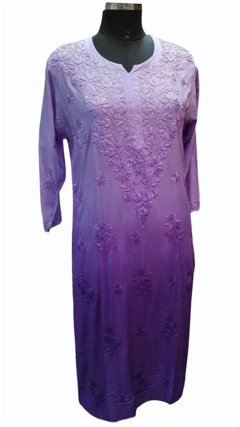 Purple Rayon Chikan Work Kurti At Rs Chikan Kurtis In Lucknow