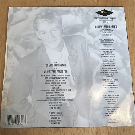 Jason Donovan Autograph Too Many Broken Hearts 7” Single Vinyl ‘to