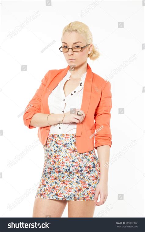 Sexy Beautiful Blonde Office Woman On Foto De Stock 119097322 Shutterstock