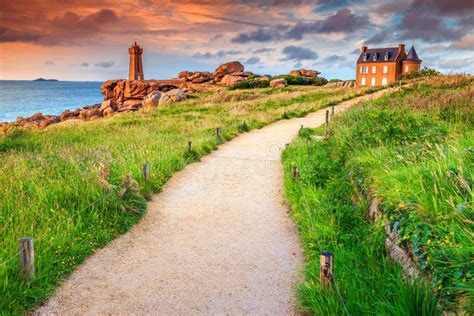 Atlantic Ocean Coast In Brittany Region Ploumanach France Europe