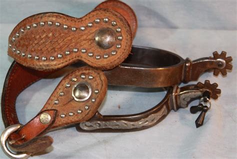 Silver Overlayed Spurs Fancy Wjingle Bobs Studded Straps And